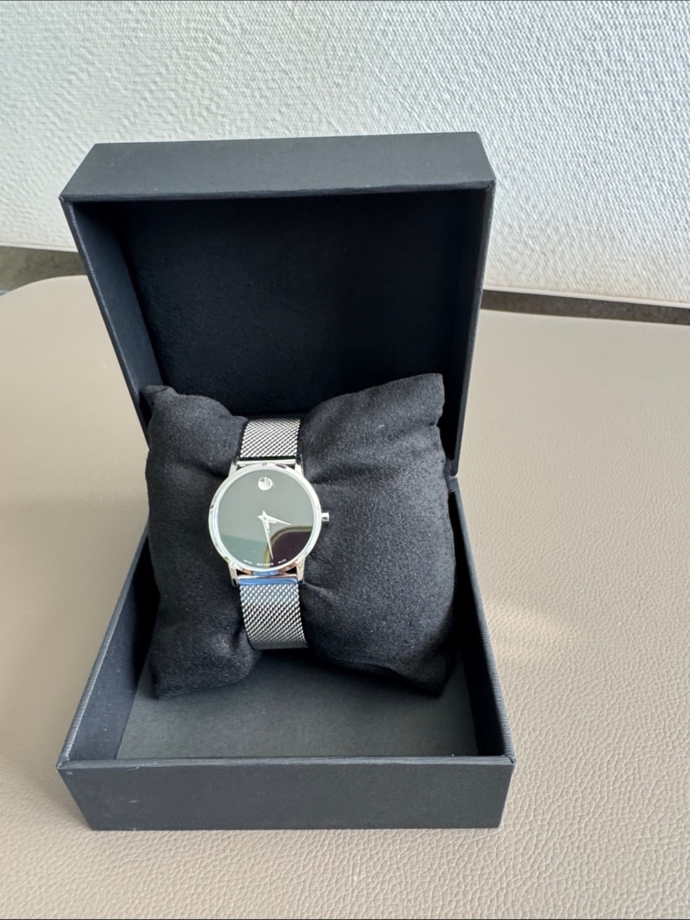 Movado museum Silver Mesh Watch - Black Dial